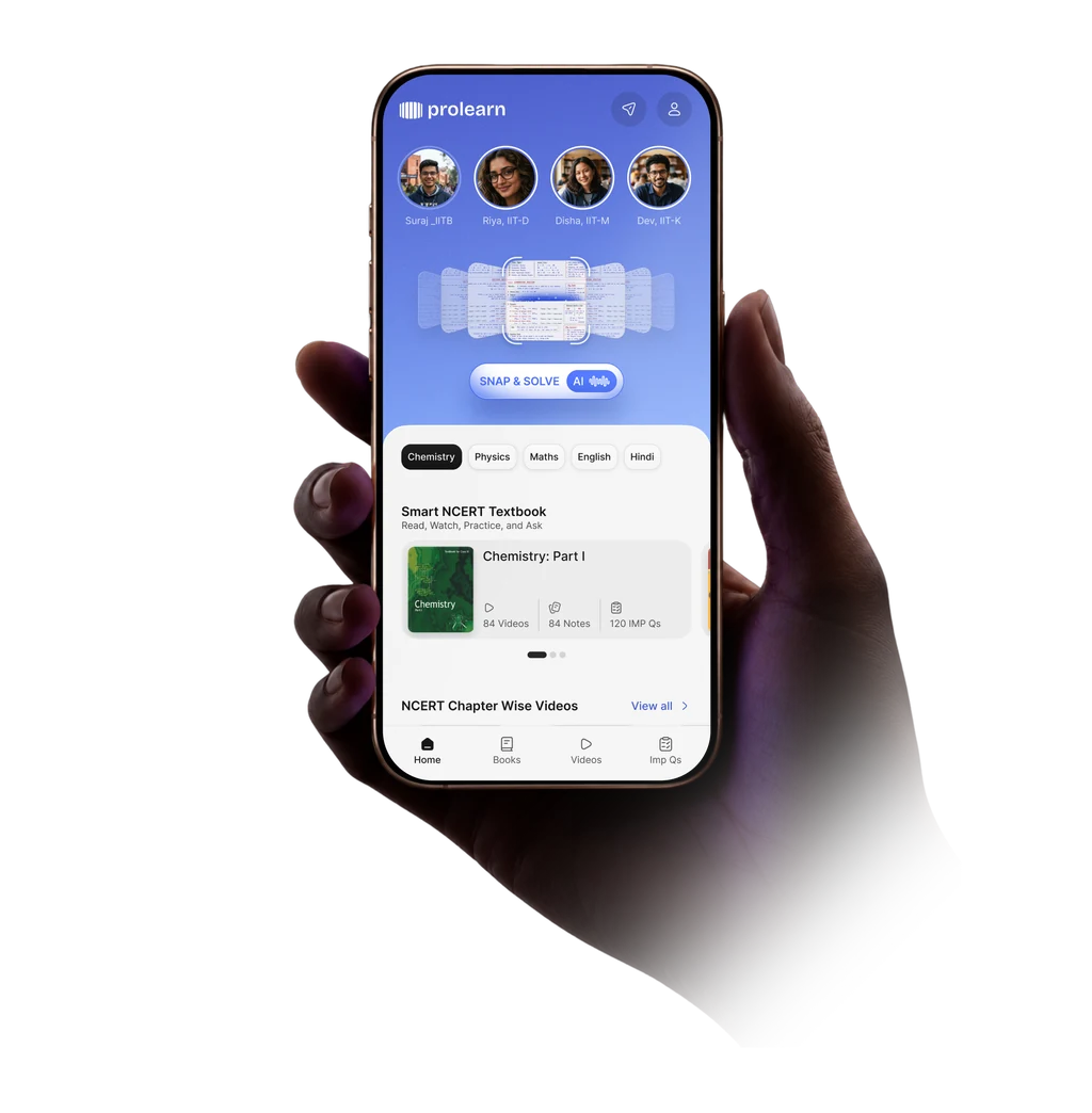 A hand holding a phone with the ProLearn home screen open